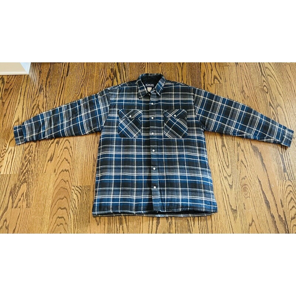 Vintage Honors Plaid Quilted Flannel Work Shirt Jacket  361F01 Men's Size Large